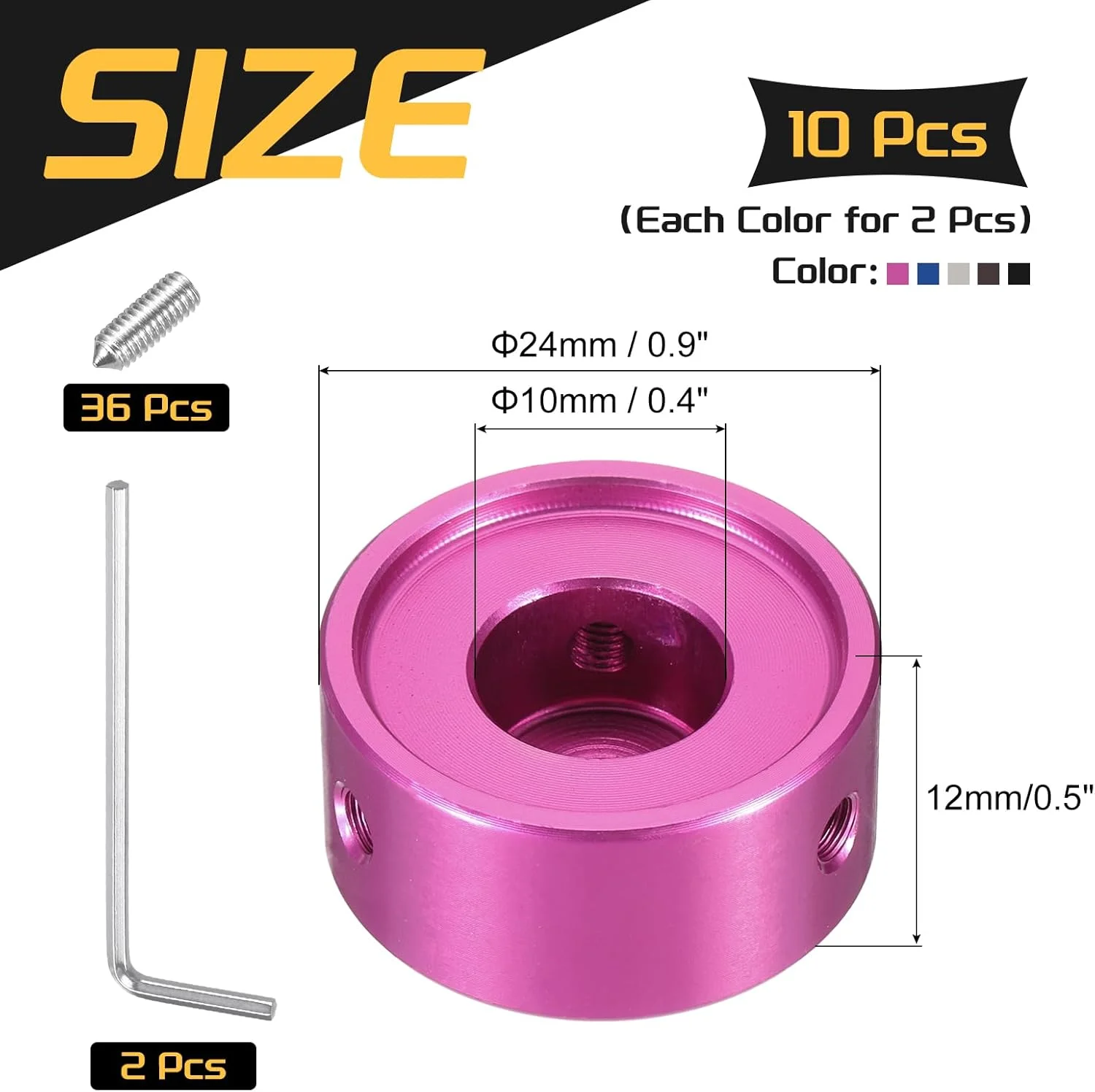 بسته 10 عددی روکش پدال زیر پا QUARKZMAN برای پدال های گیتار، روکش فلزی دکمه پایی 3/8 اینچی چند رنگ برای دکمه های پدال افکت گیتار، قرمز، آبی، خاکستری نقره ای، خاکستری، مشکی