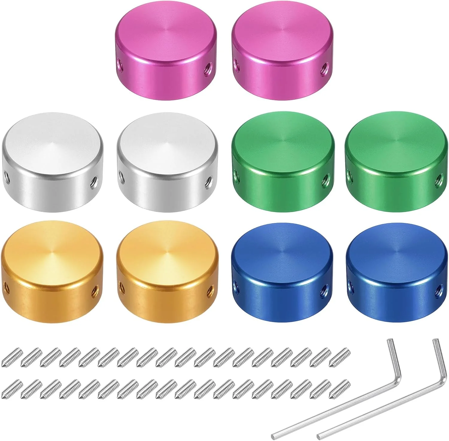 بسته ۱۰ عددی روکش پدال زیر پا QUARKZMAN برای پدال های گیتار، روکش فلزی دکمه پدال با اندازه ۳/۸ اینچ، چند رنگی برای دکمه های پدال افکت گیتار، قرمز، زرد، آبی، نقره ای، سبز