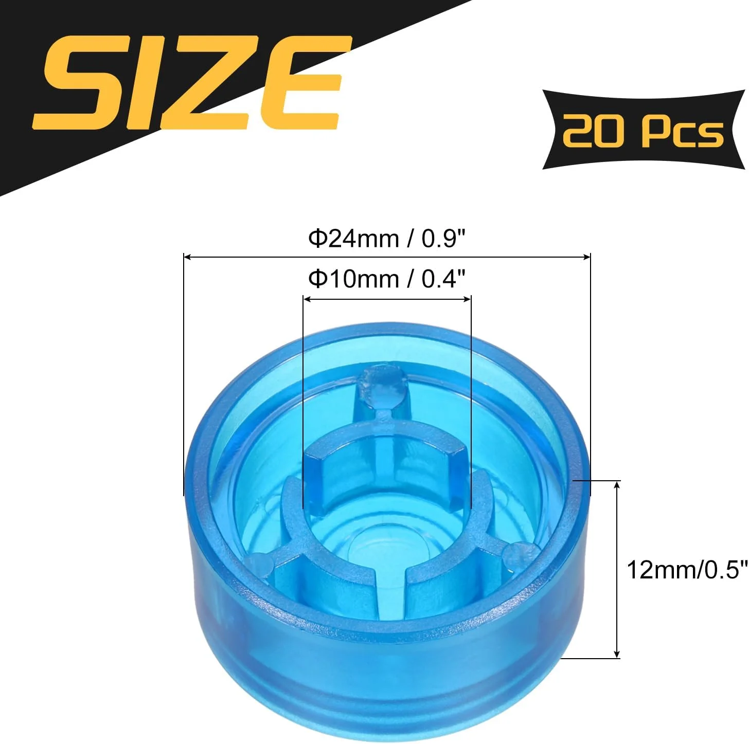 کوارکزمن 20 عدد روکش پدال گیتار، روکش پدال پایی پلاستیکی 3/8 اینچی برای دکمه های پدال افکت گیتار، آبی