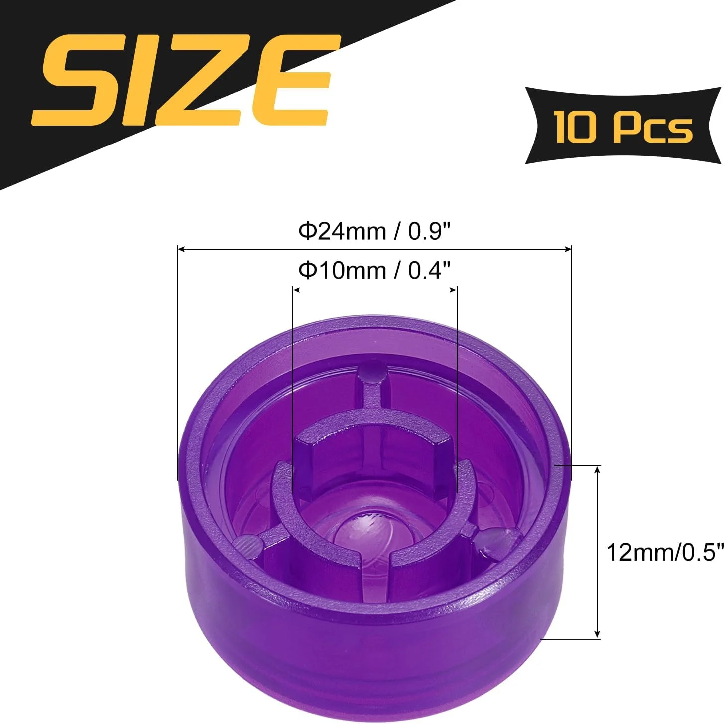 بسته ۱۰ عددی روکش پدال زیرپایی گیتار QUARKZMAN، روکش پدال پلاستیکی ۳/۸ اینچی برای دکمه های پدال افکت گیتار، بنفش