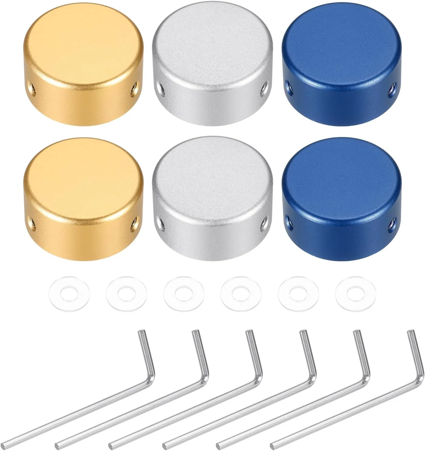 کاور پدال افکت گیتار Quarkzman، 6 عددی، فلزی، سایز 3/8 اینچ، طلایی، نقره ای، آبی تیره