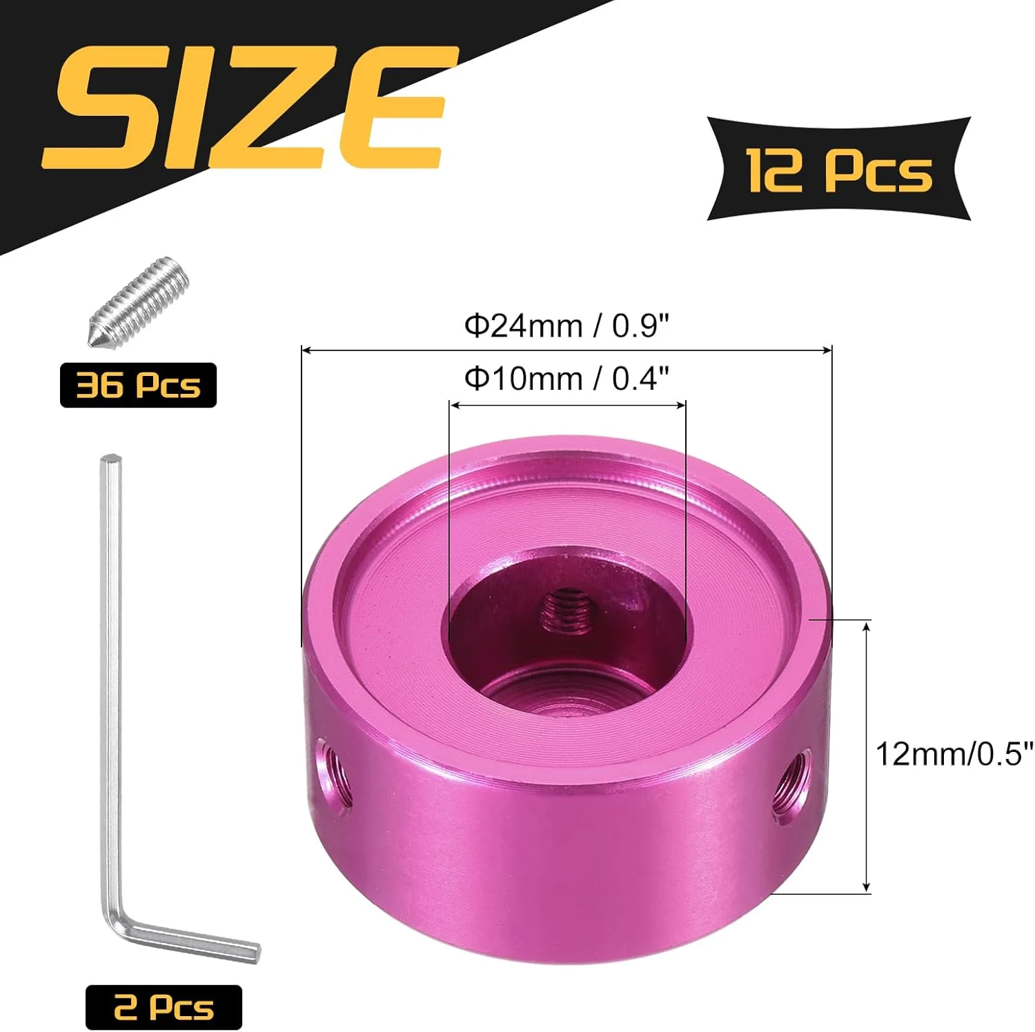بسته 12 عددی روکش پدال زیرپایی QUARKZMAN برای پدال های گیتار، روکش فلزی دکمه پدالی 3/8 اینچی برای دکمه های پدال افکت گیتار، قرمز