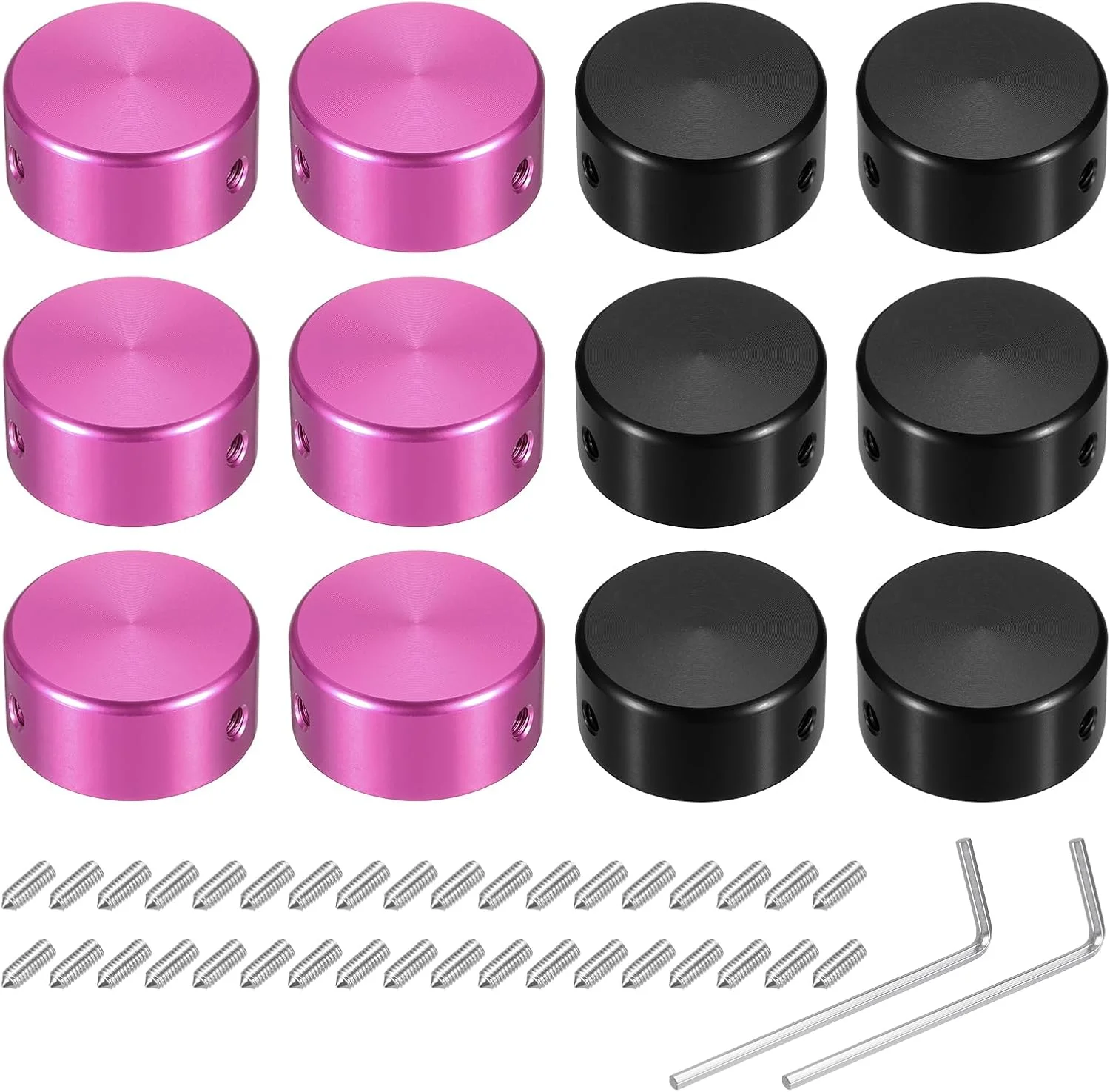 QUARKZMAN روکش پدال گیتار 12 عددی، روکش فلزی دکمه پدال با قطر 3/8 اینچ برای دکمه های پدال افکت گیتار، قرمز، مشکی