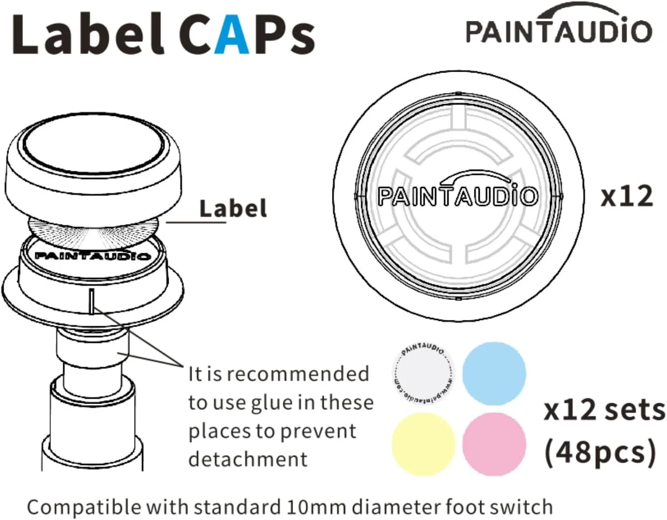روکش پدال افکت گیتار PAINTAUDIO، محافظ پلاستیکی پدال، نصب آسان، 12 عدد در هر مجموعه