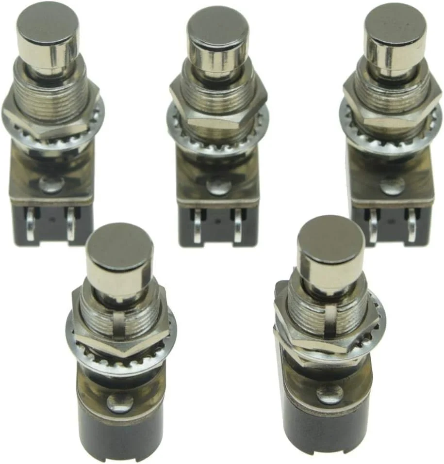 KAISH بسته 5 عددی کلید پدال افکت گیتار الکتریک دکمه فشاری نرم لحظه ای SPST خاموش-(روشن)