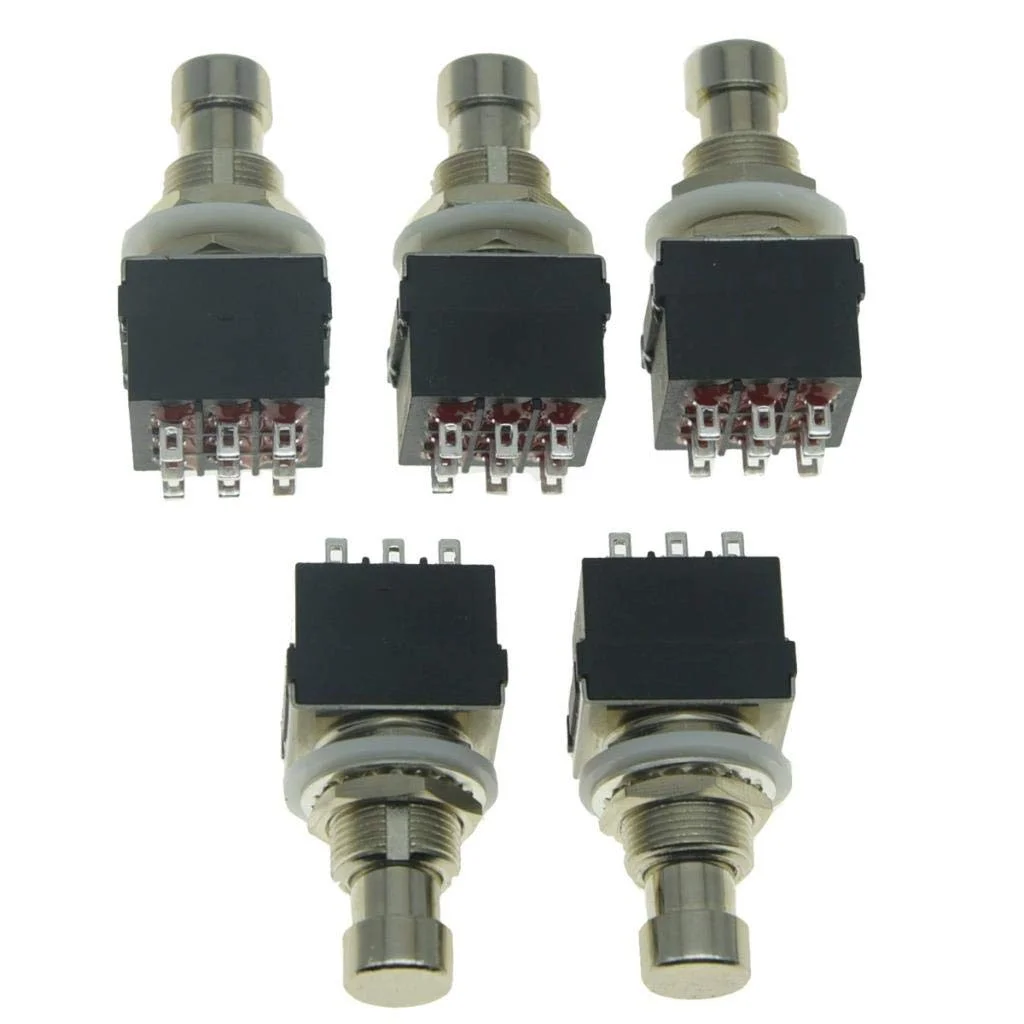 KAISH بسته 5 عددی پدال افکت گیتار الکتریک 9 پین 3PDT دکمه فشاری پدال پایی بایپس واقعی مشکی KAISH بسته 5 عددی پدال افکت گیتار الکتریک 9 پین 3PDT دکمه فشاری پدال پایی بایپس واقعی مشکی