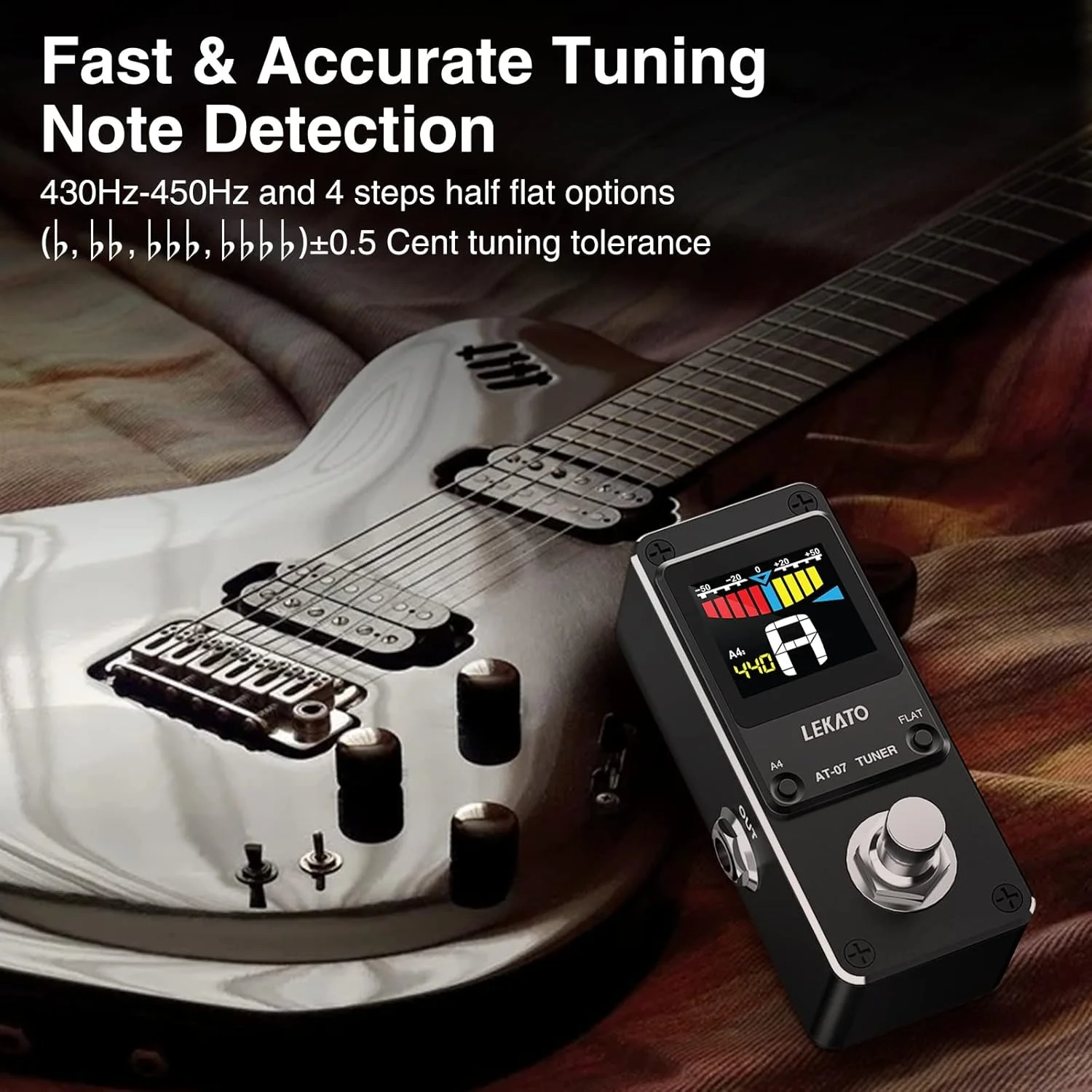 پدال کوک گیتار LEKATO با بای‌پس واقعی، پدال کوک کروماتیک برای گیتار الکتریک و بیس، پدال کوک نمایشگر رنگی با حالت بی‌صدا، زیر و بم