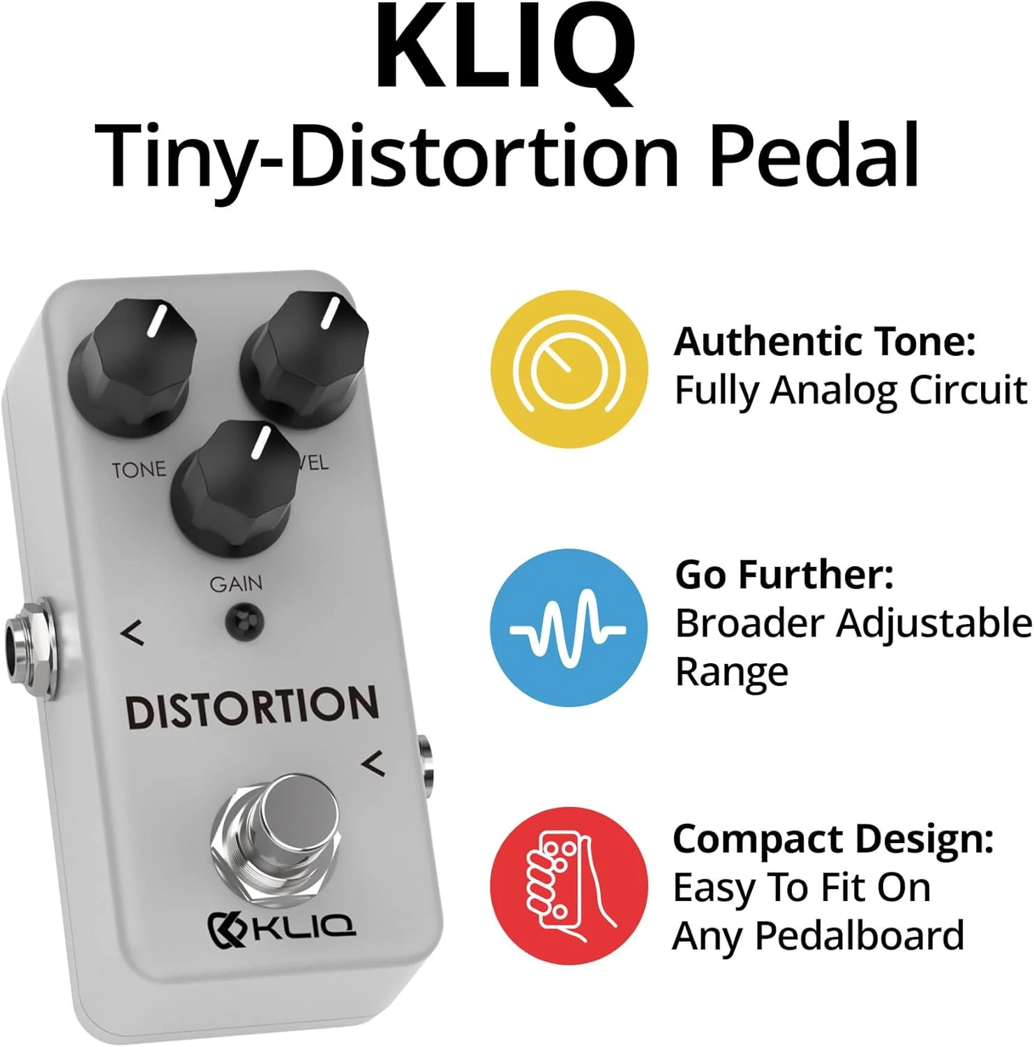 پدال دیستورشن کوچک KLIQ Music Gear برای گیتار و بیس