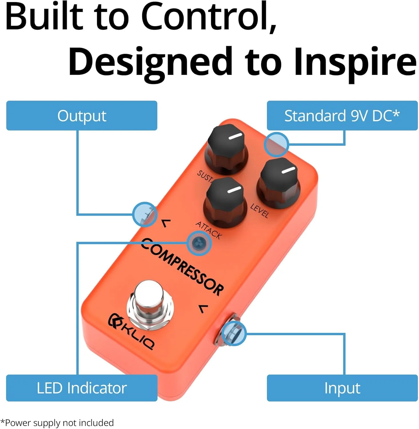 پدال افکت کمپرسور کوچک KLIQ Music Gear برای گیتار و بیس