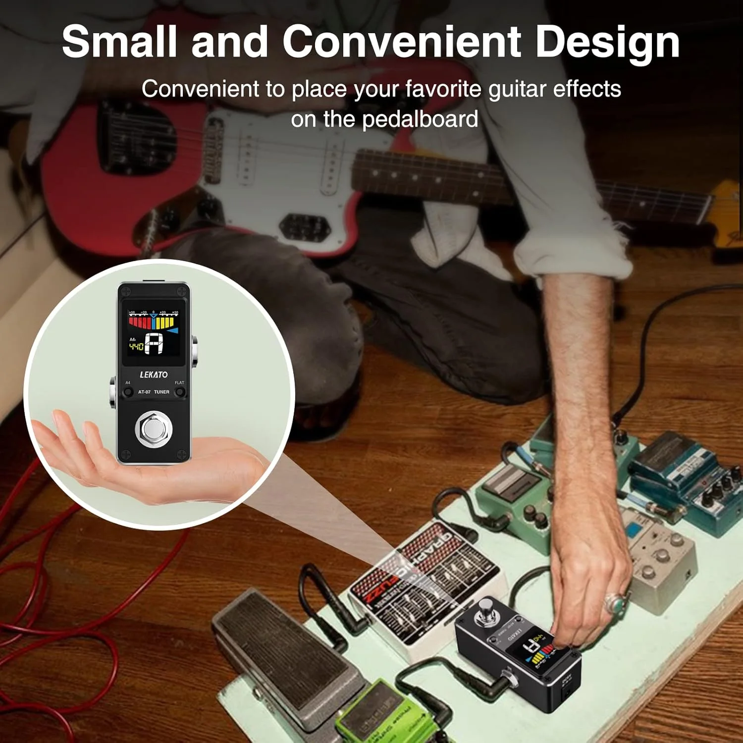 پدال کوک گیتار LEKATO با بای‌پس واقعی، پدال کوک کروماتیک برای گیتار الکتریک و بیس، پدال کوک نمایشگر رنگی با حالت بی‌صدا، زیر و بم