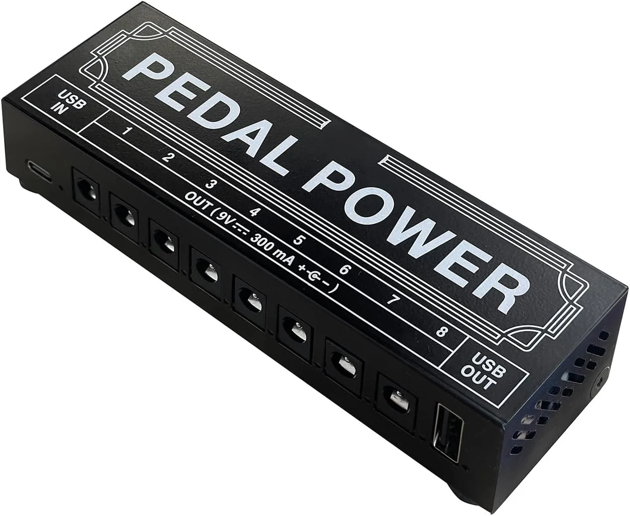 منبع تغذیه پدال گیتار 8 کاناله Jiawu با محافظت مستقل در برابر اتصال کوتاه، صفحه نمایش LED عملکرد، انرژی ایمن پدال برد، فلزی مشکی 14 * 4.3 * 2.7 سانتی متر