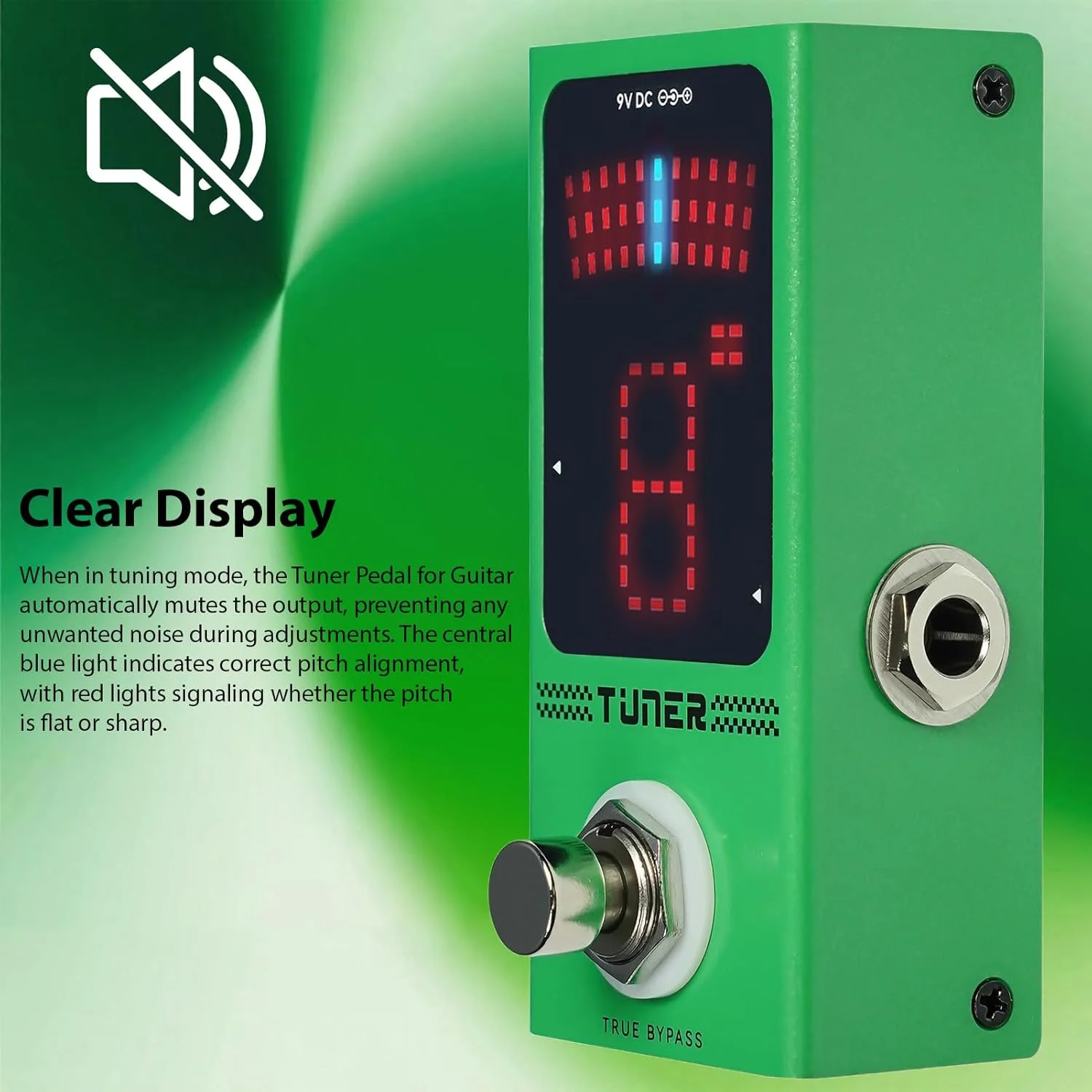 شاسی فلزی جمع و جور Jiawu با واکنش سریع و نمایشگر خروجی خودکار برای گیتاریست، سبز