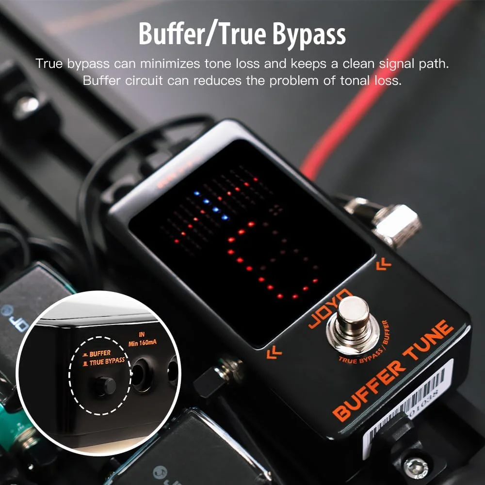 پدال بافر تیونر JOYO با بافر داخلی، تیونینگ دقیق و صفحه نمایش LED برای گیتار باس الکتریک (مدل Buffer Tune JF-19) پدال بافر تیونر JOYO با بافر داخلی، تیونینگ دقیق و صفحه نمایش LED برای گیتار باس الکتریک (مدل Buffer Tune JF-19)