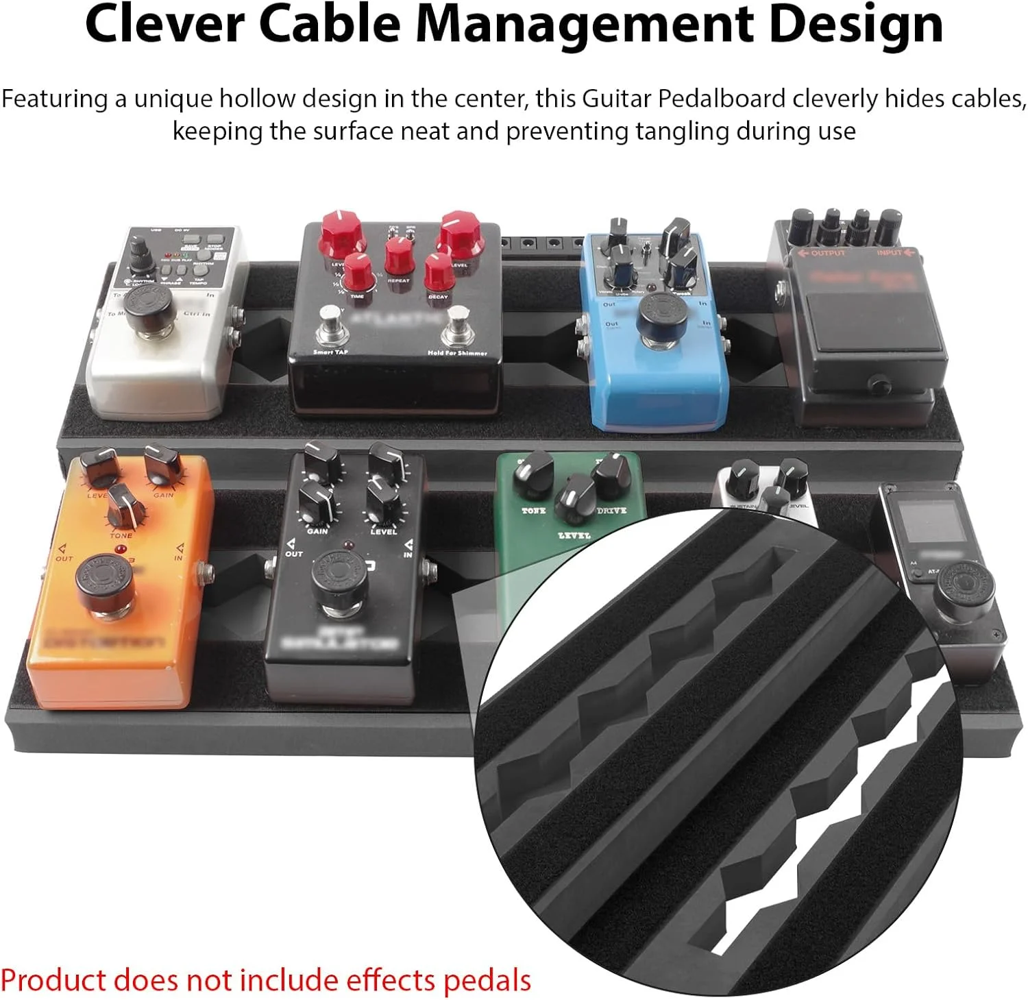 برد پدال افکت گیتار Jiawu، سبک و با طراحی مدیریت کابل برای نوازندگان و اجراکنندگان، EVA مشکی، 44.1 * 28 * 4.7 سانتی متر