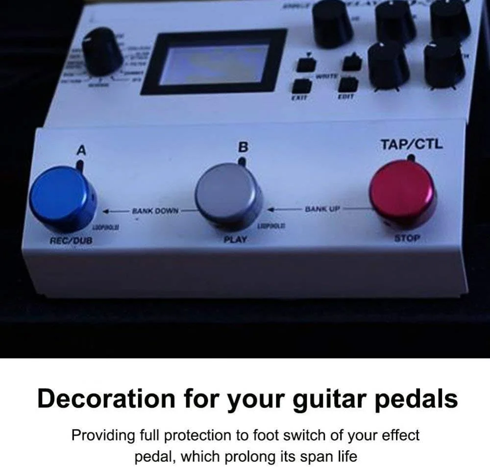 روکش پدال افکت گیتار، محافظ پدال ناخن پا، آلیاژ آلومینیوم، به همراه آچار، رنگ های طلایی، نقره ای، آبی، قرمز (نقره ای)
