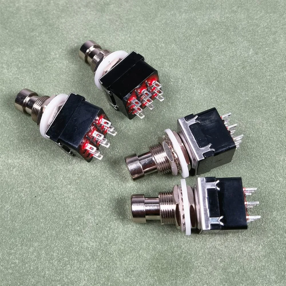 Gebildet 4 عدد سوئیچ پدال افکت گیتار 3PDT، 9 پین، دکمه پدال استامپ چفت شونده برای فین های لحیم کاری، بای پس واقعی Gebildet 4 عدد سوئیچ پدال افکت گیتار 3PDT، 9 پین، دکمه پدال استامپ چفت شونده برای فین های لحیم کاری، بای پس واقعی