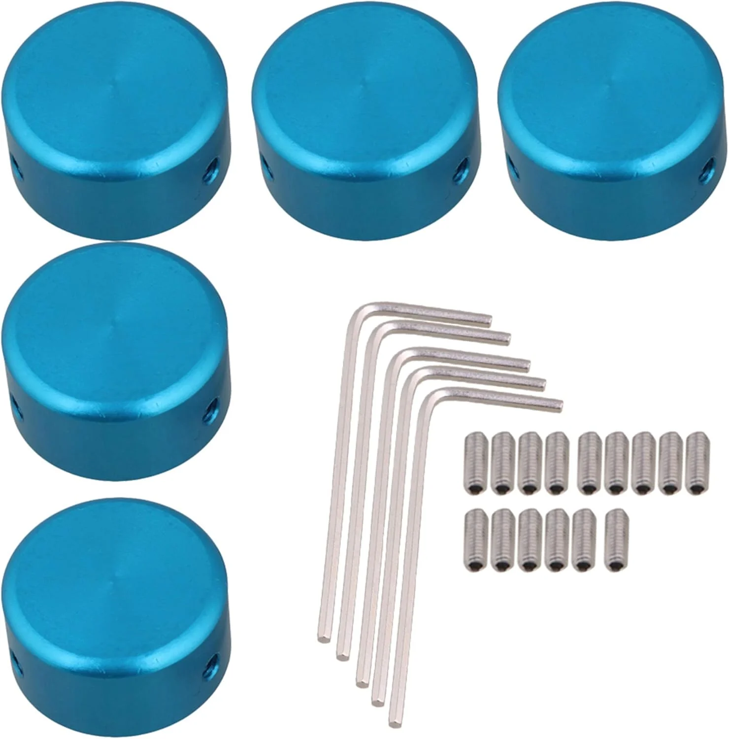 مجموعه 5 عددی کلاهک پدال افکت گیتار آلیاژ آلومینیوم آبی با آچار