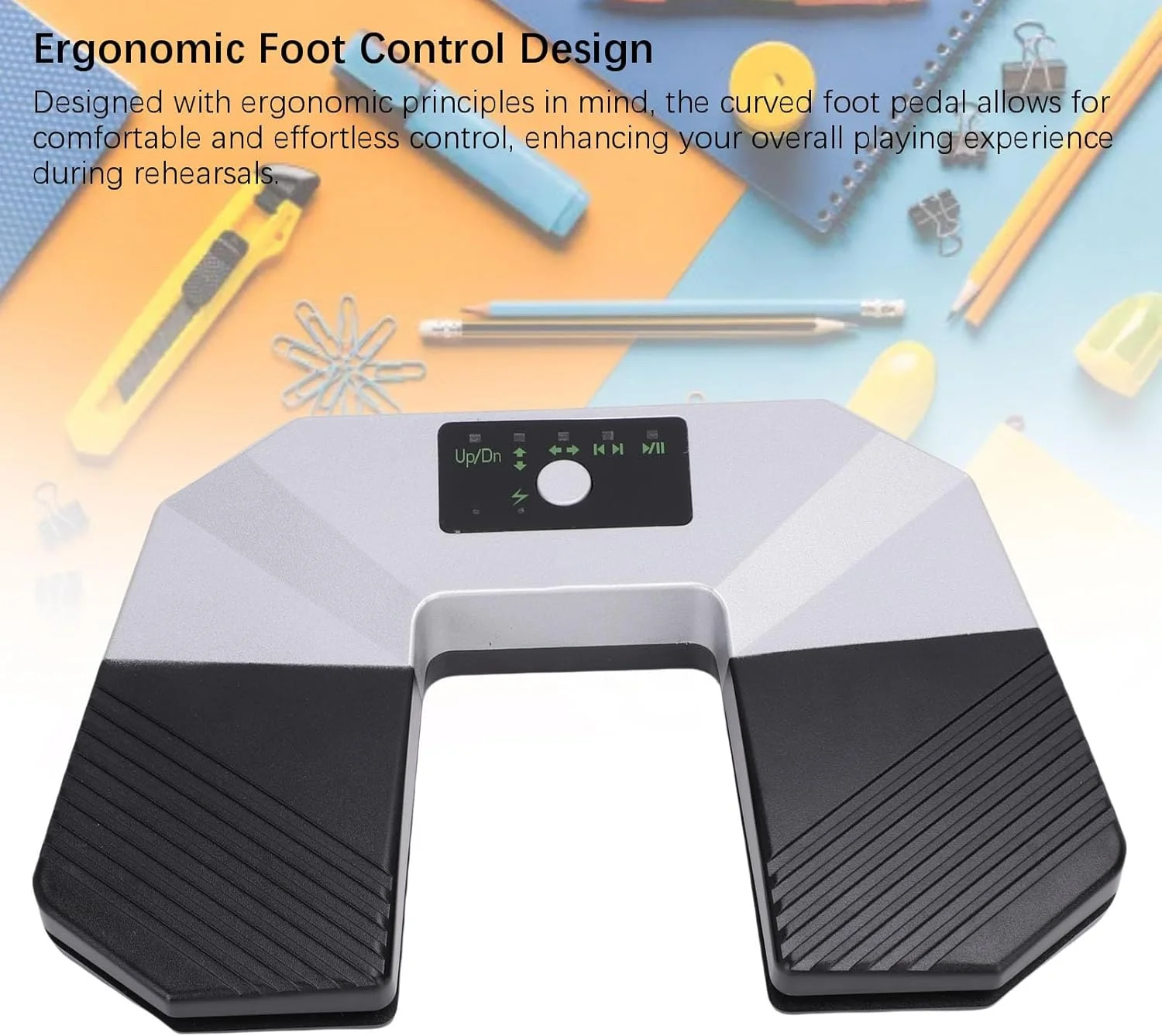 پدال ورق زن بی‌سیم Fockety، پدال پایی بلوتوثی بی‌صدا و مقاوم، پدال ورق زن موسیقی قابل شارژ و قابل حمل بدون نیاز به دست برای سازهای موسیقی، تبلت‌ها، تلفن‌ها، کامپیوتر و کیبورد