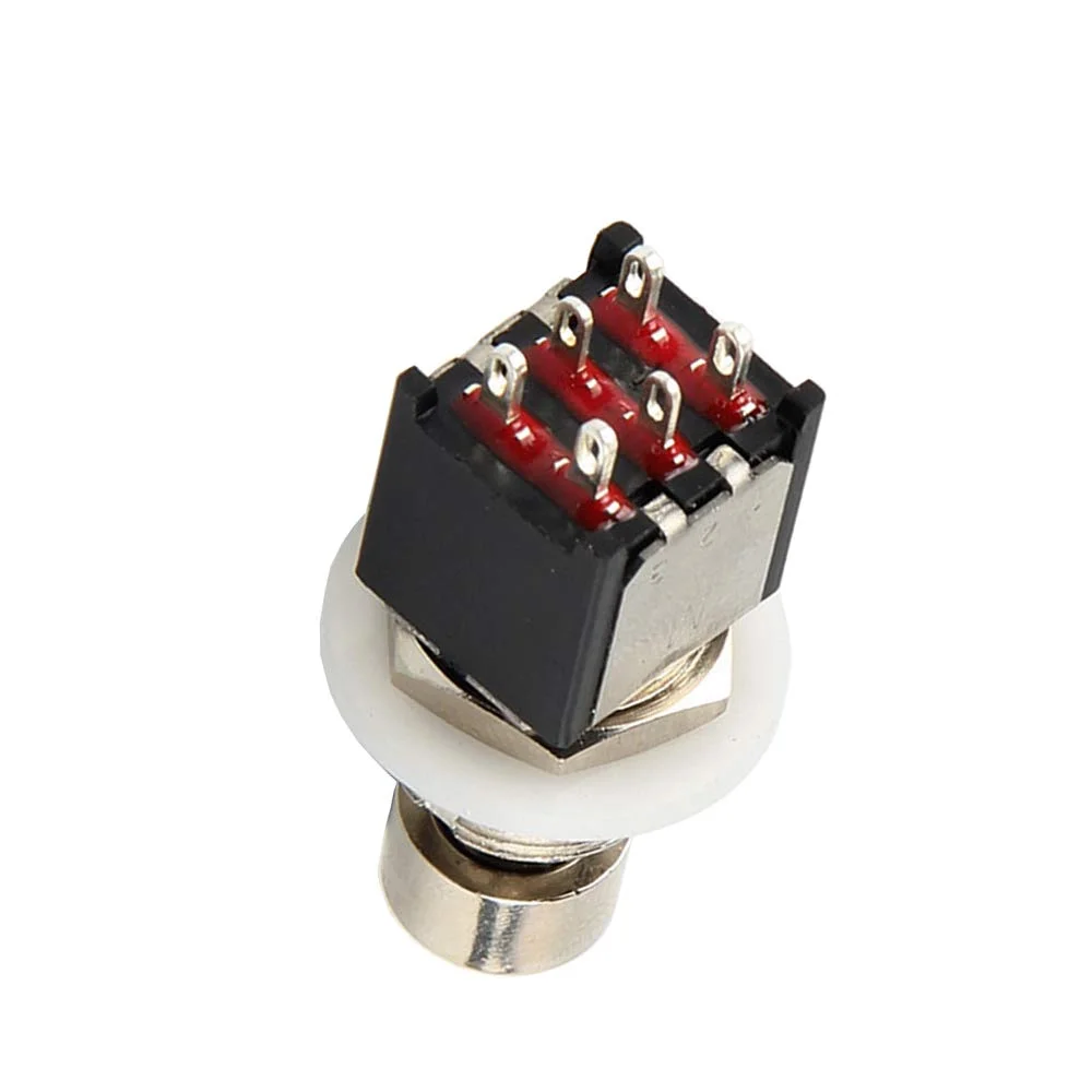 ESUPPORT 5 عدد کلید پدالی DPDT لچینگ ON/ON برای پدال افکت گیتار، جعبه استامپ فلزی 6 پین دکمه فشاری