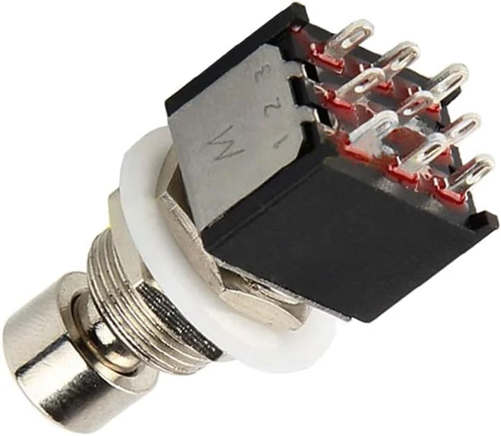 ESUPPORT بسته 5 عددی سوئیچ پایی مینی 3PDT 9 پین لحظه ای پدال افکت گیتار جعبه استامپ فلزی دکمه فشاری واقعی 13mm X 17mm ESUPPORT بسته 5 عددی سوئیچ پایی مینی 3PDT 9 پین لحظه ای پدال افکت گیتار جعبه استامپ فلزی دکمه فشاری واقعی 13mm X 17mm