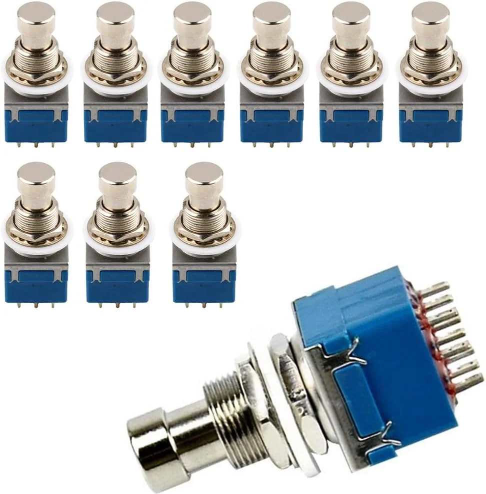 Etopars بسته 10 عددی سوئیچ پدال افکت گیتار 3PDT 9 پین، بای‌پس واقعی فلزی، آبی