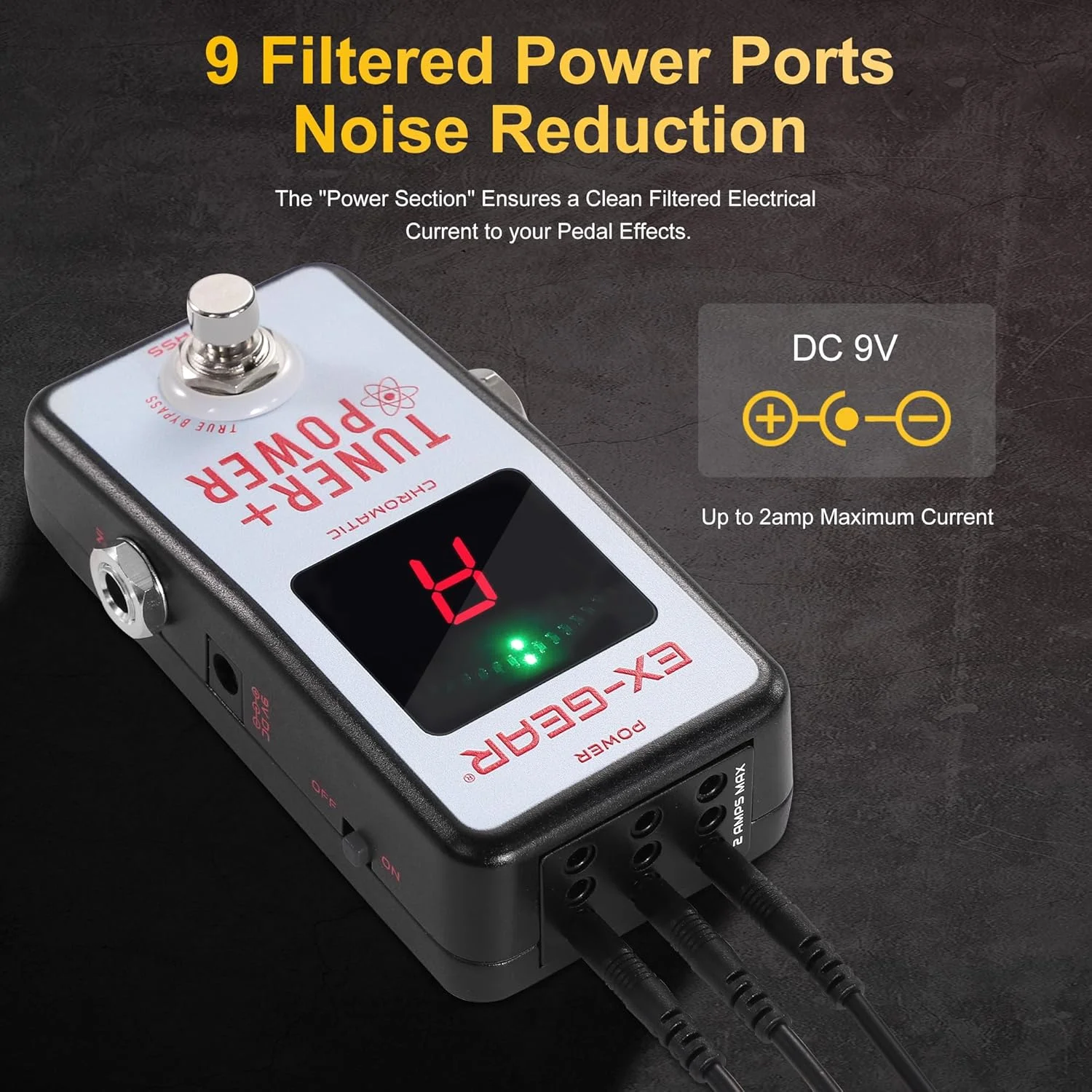 پدال گیتار 2 در 1: تیونر گیتار به همراه توزیع کننده منبع تغذیه، تیونر کروماتیک حرفه ای با منبع تغذیه 9 پورت بدون نویز، نصب مغناطیسی و طراحی مناسب استیج پدال گیتار 2 در 1: تیونر گیتار به همراه توزیع کننده منبع تغذیه، تیونر کروماتیک حرفه ای با منبع تغذیه 9 پورت بدون نویز، نصب مغناطیسی و طراحی مناسب استیج