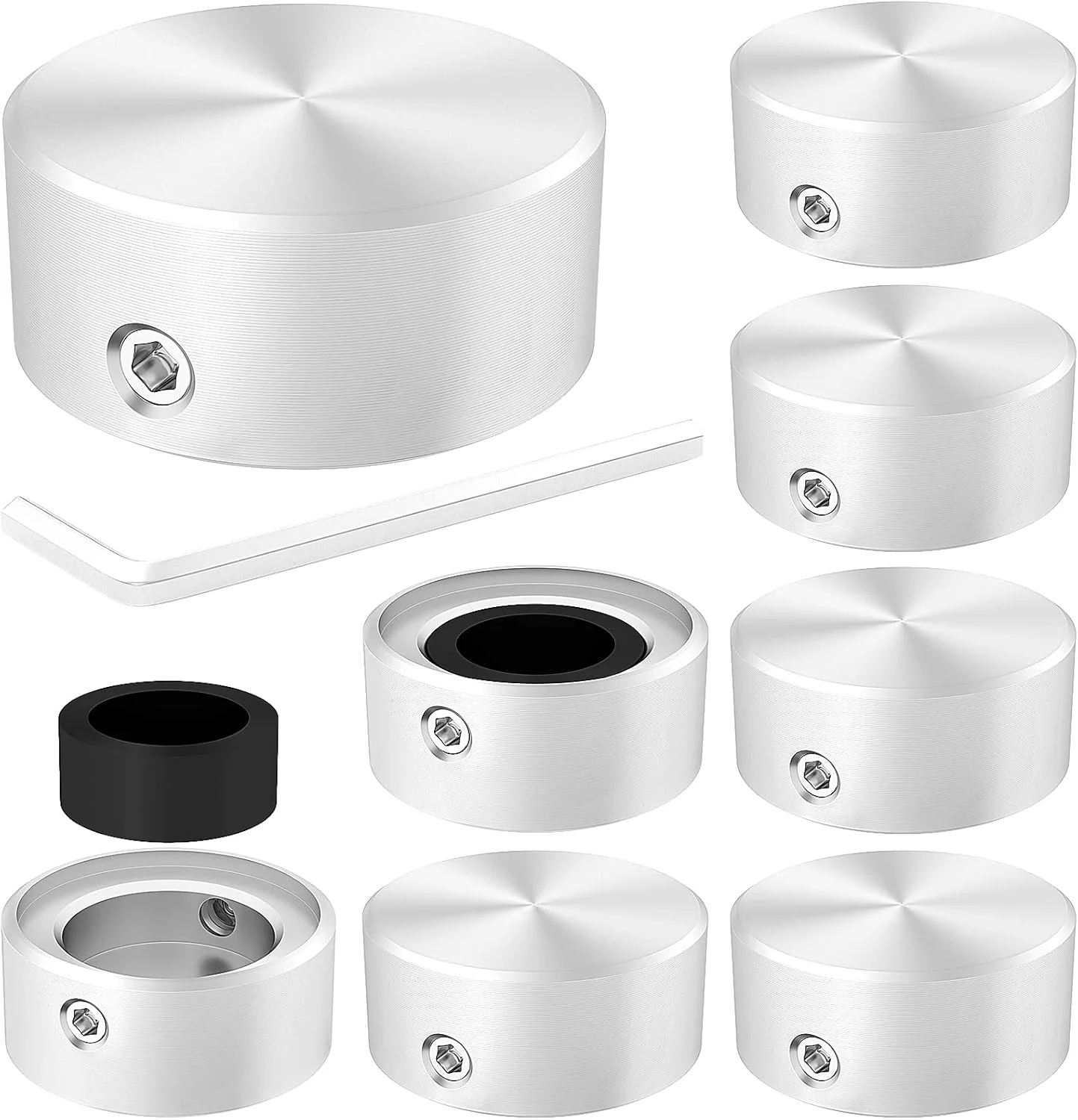 DAIERTEK روکش پدال سوئیچ پایی DAIERTEK با 2 پیچ مخصوص بازی، درج لاستیکی، دکمه های پدال، درپوش نقره ای برای پدال افکت گیتار - 8 عدد فلزی