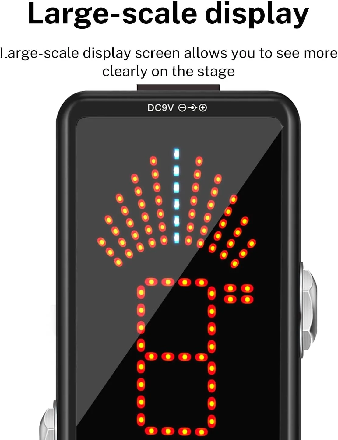 پدال تیونر کروماتیک لوکس، صفحه نمایش بزرگ با دقت بالای ±0.1٪، نمایش نتایج واضح تنظیم برای گیتار الکتریک و گیتار باس