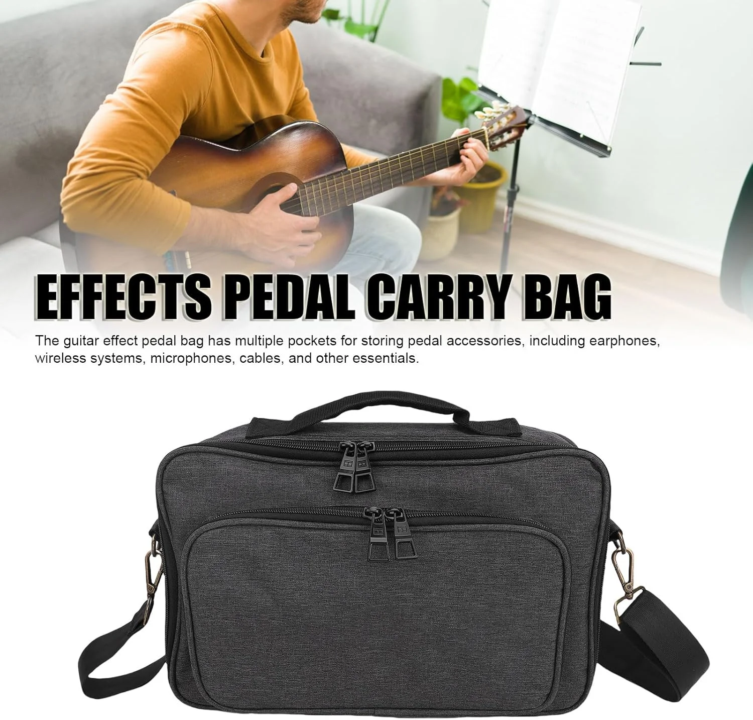 کیف نگهداری پدال افکت گیتار CHICIRIS، کیف حمل پد دار با جیب های متعدد برای نوازندگان (S) کیف نگهداری پدال افکت گیتار CHICIRIS، کیف حمل پد دار با جیب های متعدد برای نوازندگان (S)
