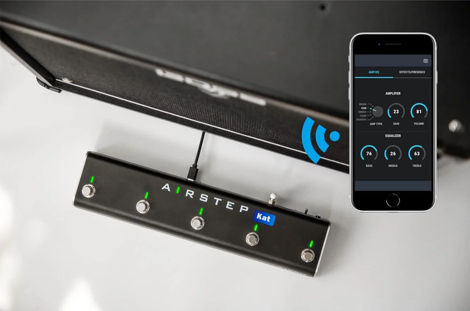 پدال پایی XSONIC Airstep Kat EX، KATANA Gen3، MkII و MkI، دارای 3 حالت کنترل، تغییر نوع افکت، 2 ورودی پدال اکسپرشن، تغییر صدای آمپ با برنامه BTS برای iOS و Android