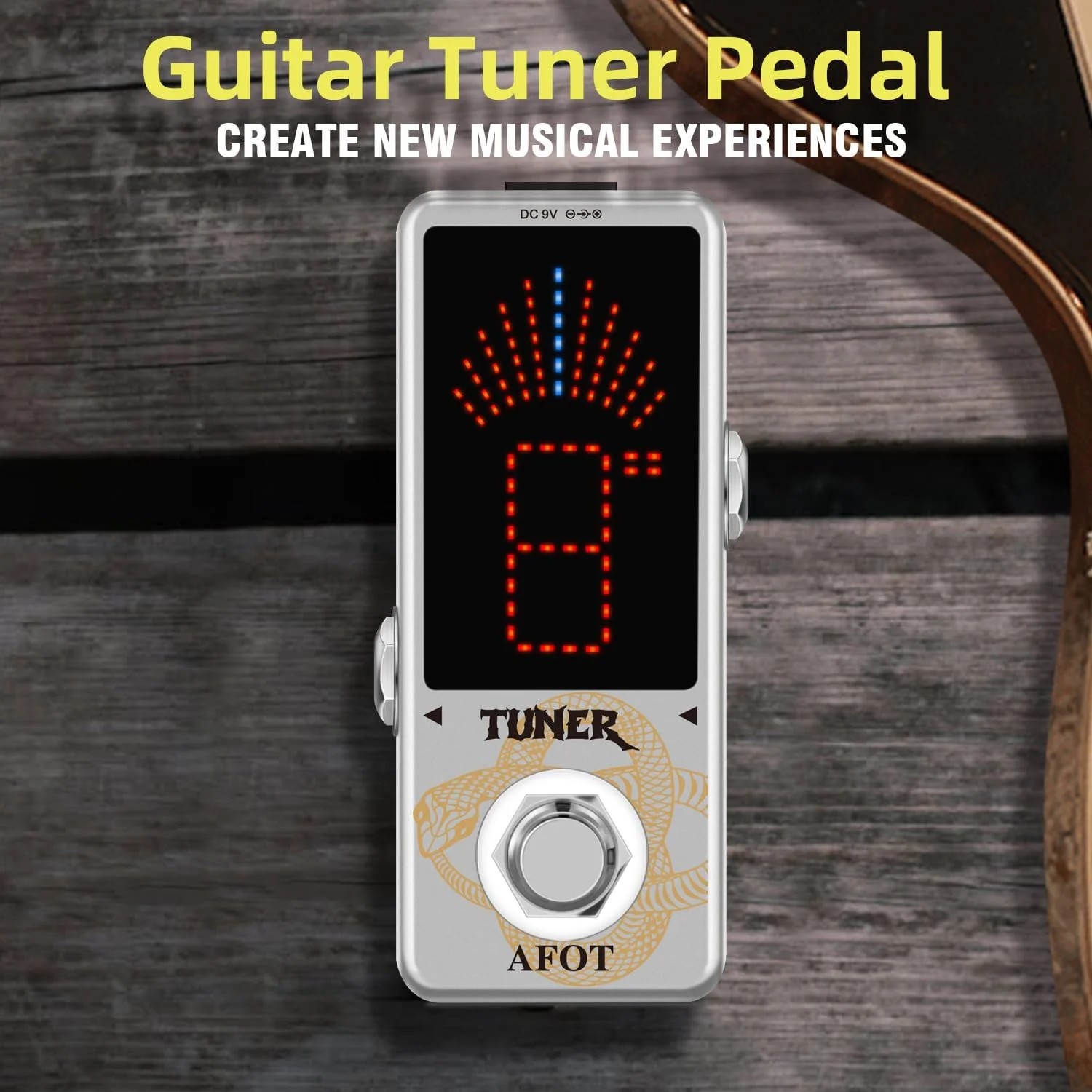 پدال تیونر، پدال تیونر کروماتیک گیتار، تیونر سریع و دقیق با دقت بالا ± 1 سنت با نشانگر زیر و بم برای گیتار الکتریک و باس، بای‌پس واقعی