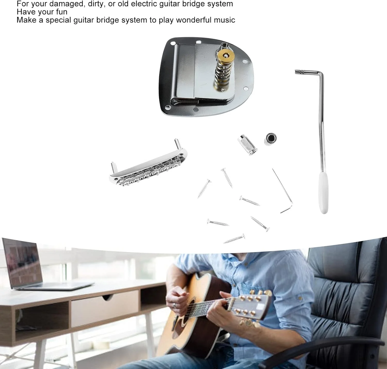 قطعه انتهایی بریج گیتار متال، مجموعه قطعه انتهایی بریج گیتار الکتریک جاز، کیت جایگزینی جاز نیمه توخالی، قطعات با لوازم جانبی پیچ، برای کودکان، دوستان،