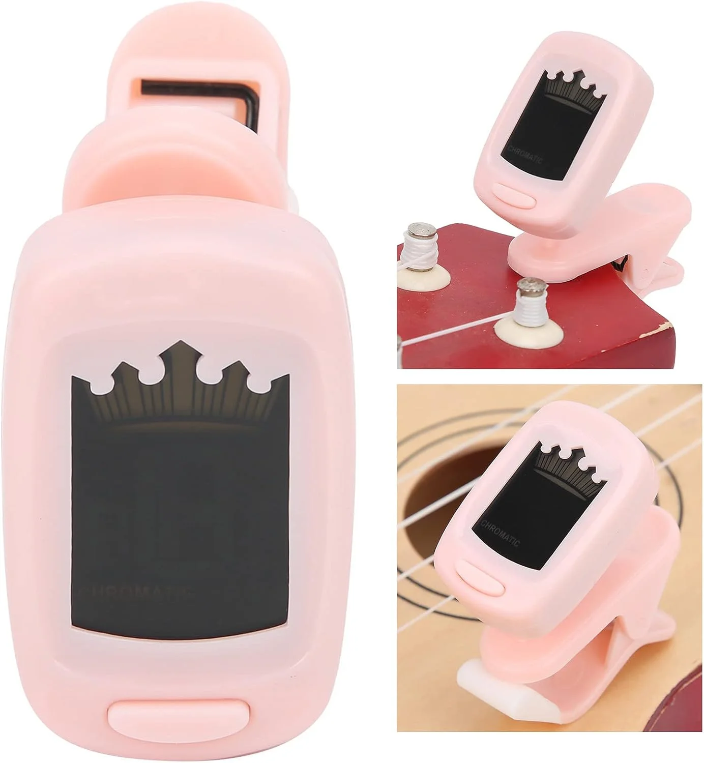 تیونر گیره ای با حساسیت بالا RiToEasysports برای گیتار، بیس، ویولن - اندازه جمع و جور، کوک دقیق - لوازم جانبی آلات موسیقی (صورتی)