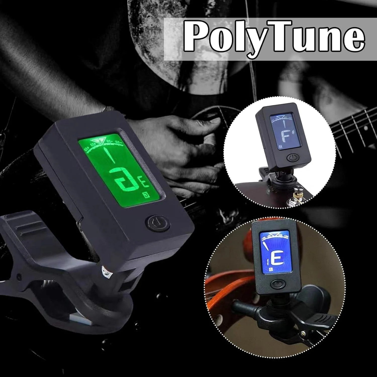 تیونر گیره ای گیتار، تیونر کروماتیک با صفحه نمایش بزرگ LCD رنگی برای گیتارهای آکوستیک، الکتریک، باس، بانجو، یوکللی، ویولن و لوازم جانبی ساخت موسیقی