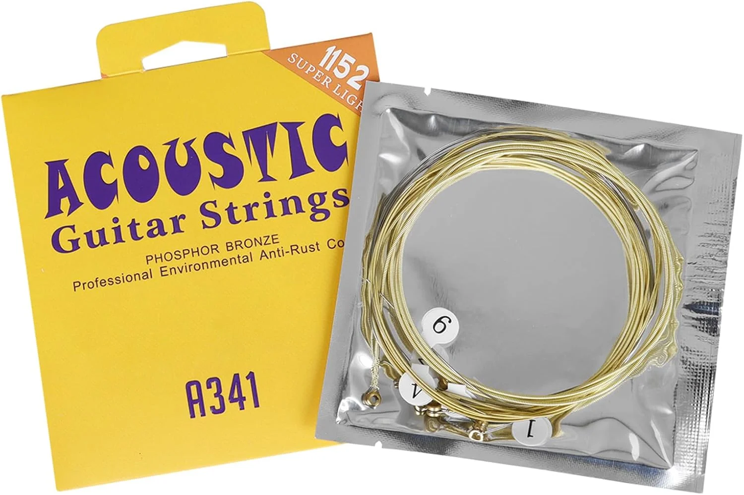 6 عدد سیم گیتار آکوستیک جایگزین 11-52، لوازم جانبی ساز موسیقی، استفاده آسان، ضد زنگ