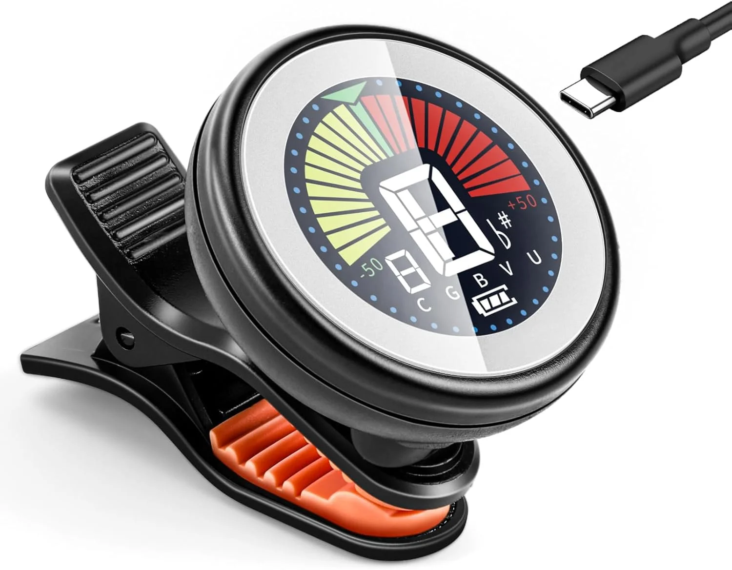 کوک کننده گیره ای گیتار، قابل شارژ، با صفحه نمایش فوق العاده روشن با قابلیت چرخش 360 درجه، دارای حالت های کوک گیتار، یوکللی، ویولن و کروماتیک برای نوازندگان مبتدی و حرفه ای