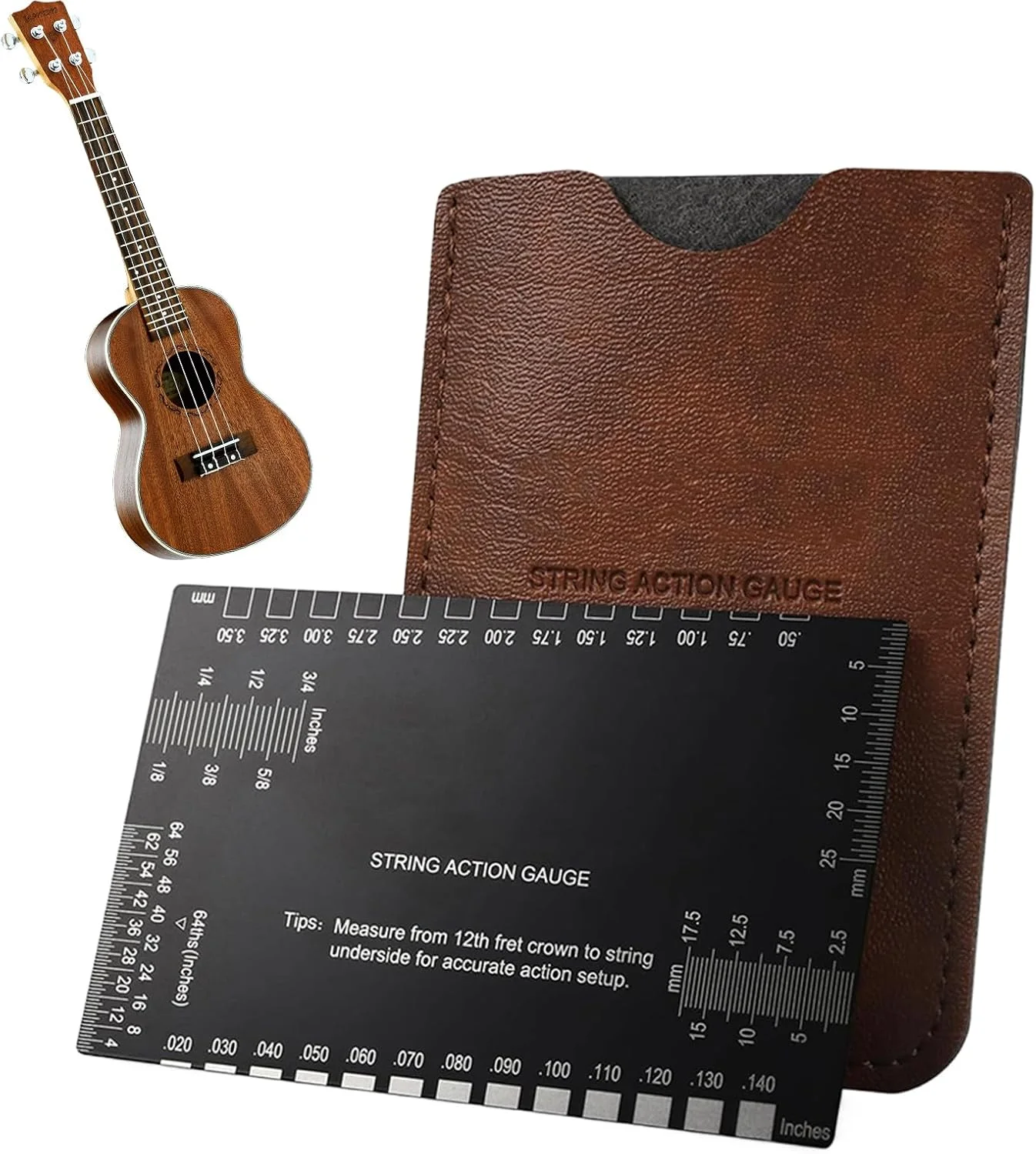 ابزار دقیق اندازه گیری اکشن گیتار با مقیاس های متریک و امپریال، مناسب برای تعمیرات دسته گیتار، خرک و فرت
