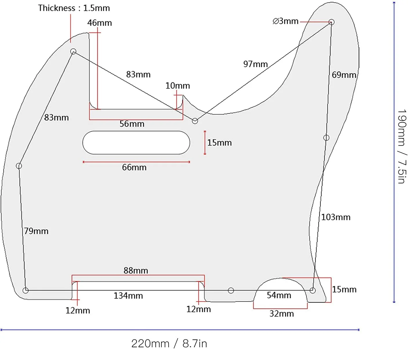 محافظ پیک گیتار آلیاژ آلومینیوم صفحه محافظ صفحه ضد خش لوازم جانبی موسیقی با لبه های صاف برای TL
