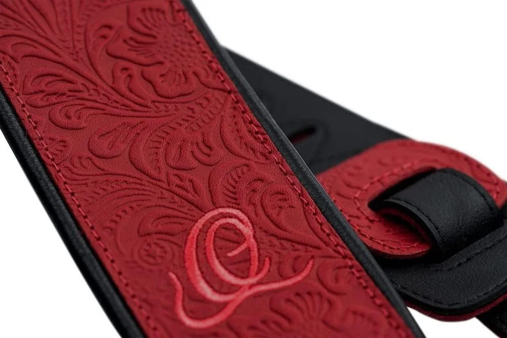 بند چرمی گیتار ارتقا یافته اورتگا - مناسب گیتار آکوستیک/الکتریک و باس - قابل تنظیم - سری بیزانس - آتش بیزانس (OSBY-3)