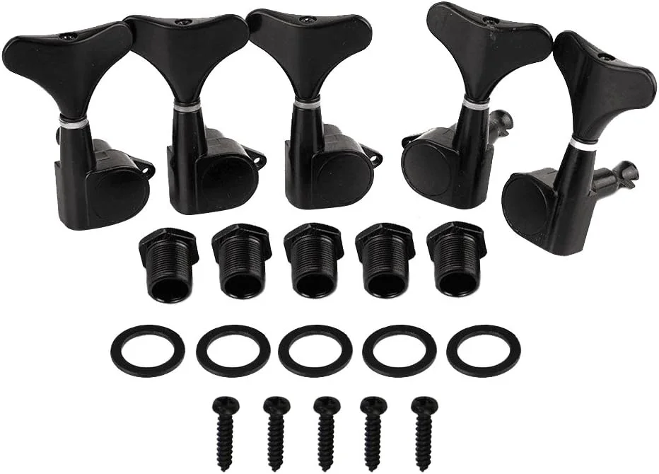 کوک گیتار باس MOTOKU، پنج عددی، گوشی های کوک برای گیتار 5 سیم، مهر و موم شده، 2 چپ 3 راست، مشکی