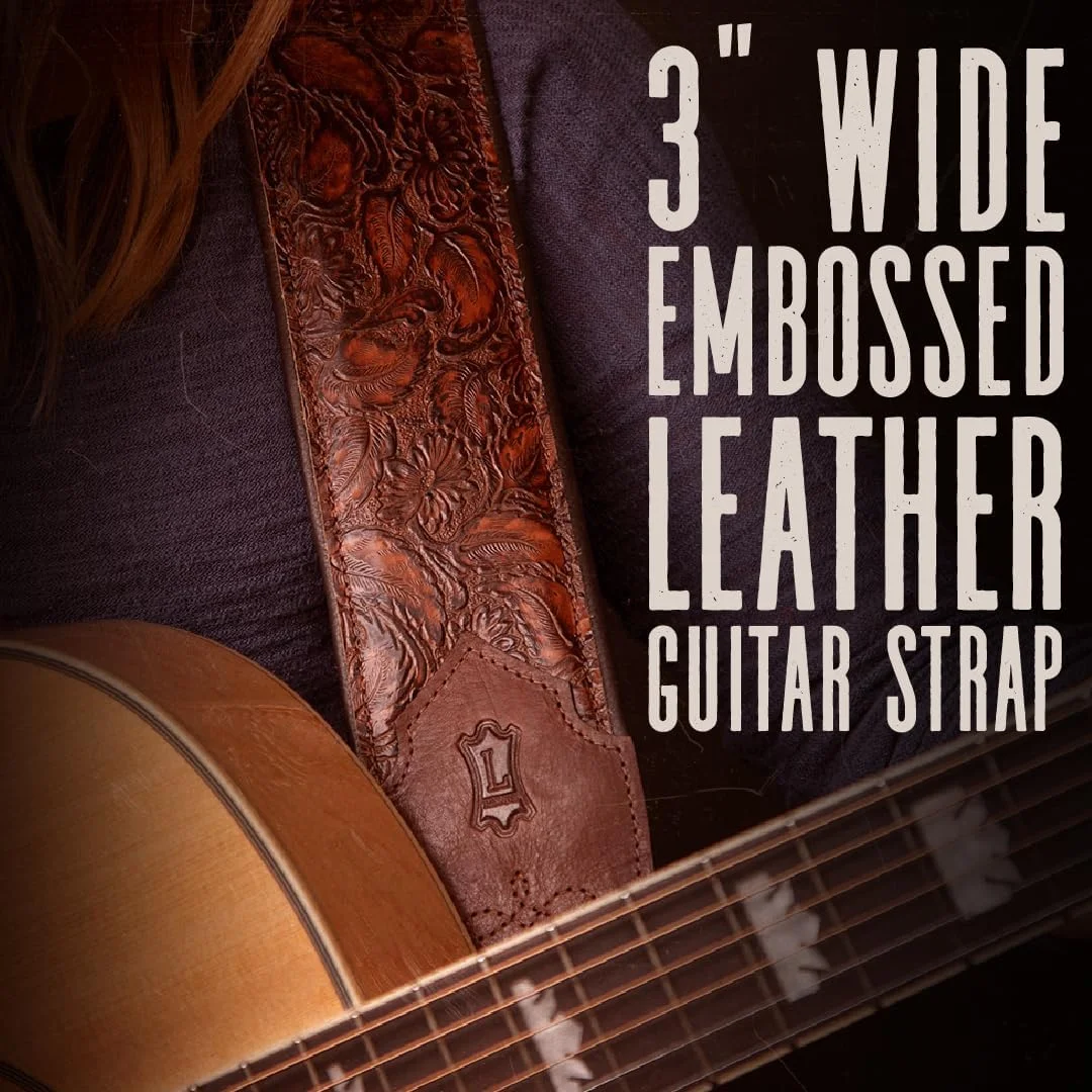 بند گیتار چرمی منقوش لوییز لدرز ساندنس با پهنای 3 اینچ؛ سری وسترن - پالم پکان (M4WP-002)