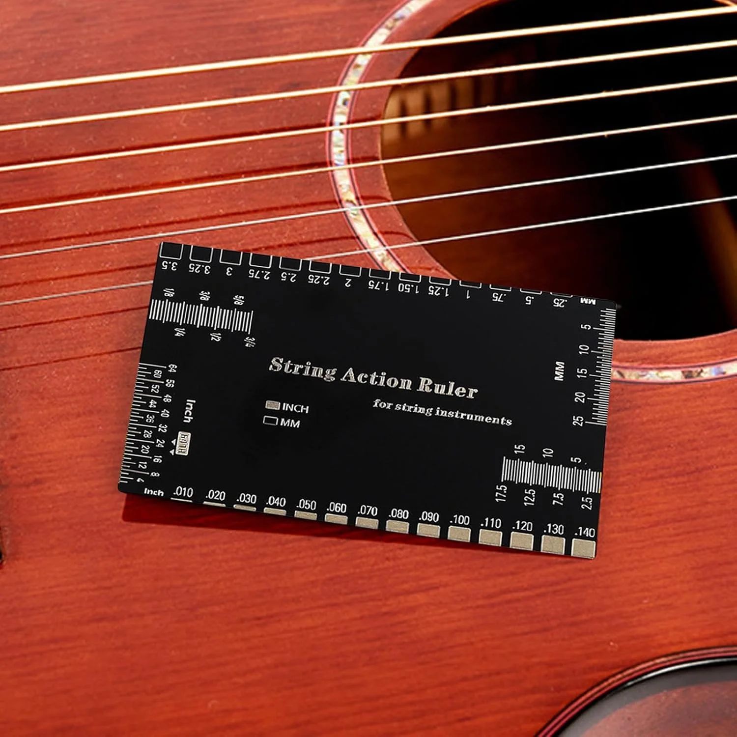 ابزار اندازه گیری اکشن سیم گیتار، ابزار اندازه گیری ارتفاع سیم گیتار - لوازم جانبی چند منظوره و دقیق برای تنظیم باس، ماندولین و بانجو، مناسب برای علاقه مندان، مبتدیان و دوستداران موسیقی
