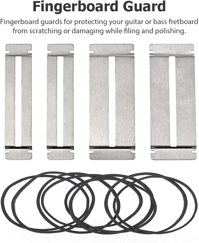 ابزار پخش کننده سیم گیتار با روکش لاستیکی و محافظ صفحه انگشت‌گذاری به همراه کش لاستیکی برای تمیز کردن، سوهان‌کاری، پولیش یا تعمیرات فرت‌بورد، لوازم جانبی گیتار، مشکی