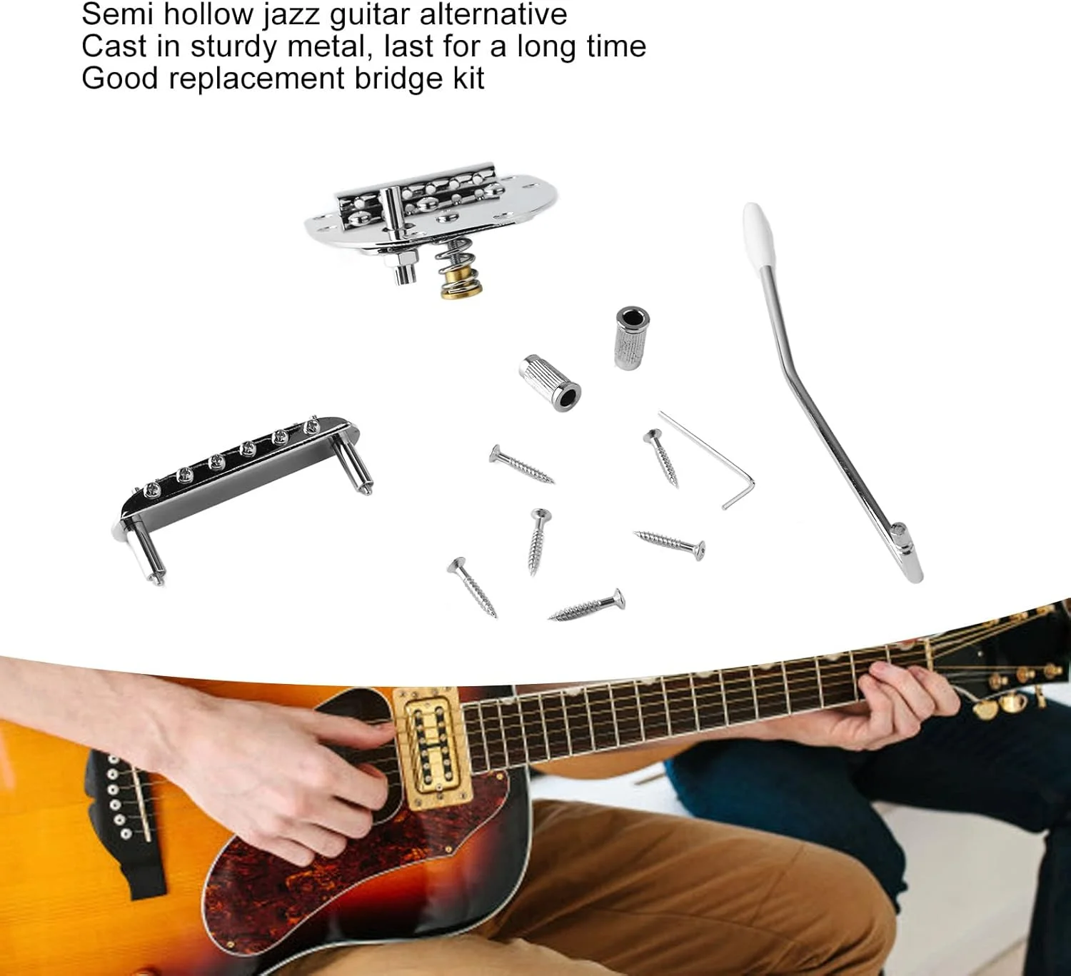 پل خرک گیتار جاز Eujgoov، کیت خرک فلزی جایگزین با لوازم جانبی پیچ برای گیتار الکتریک جاز