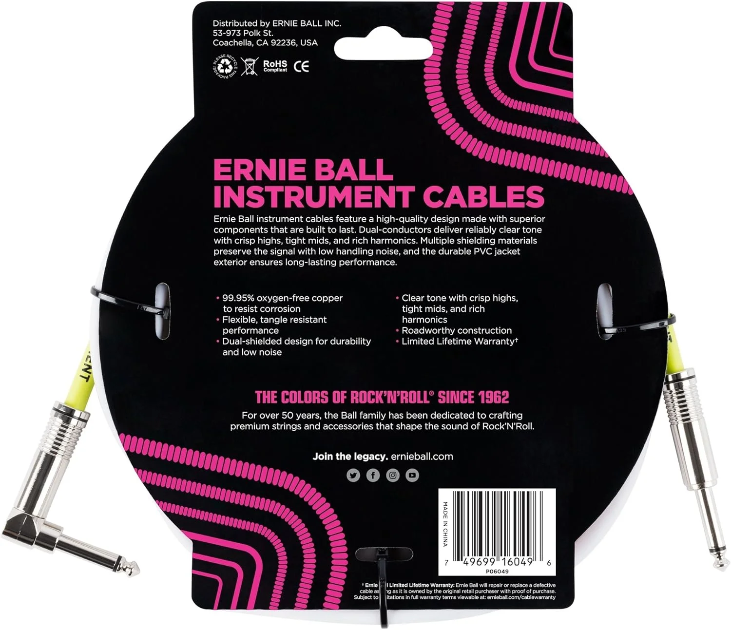 کابل ساز ارنی بال، مستقیم/زاویه دار، 3 متر، سفید (P06049)