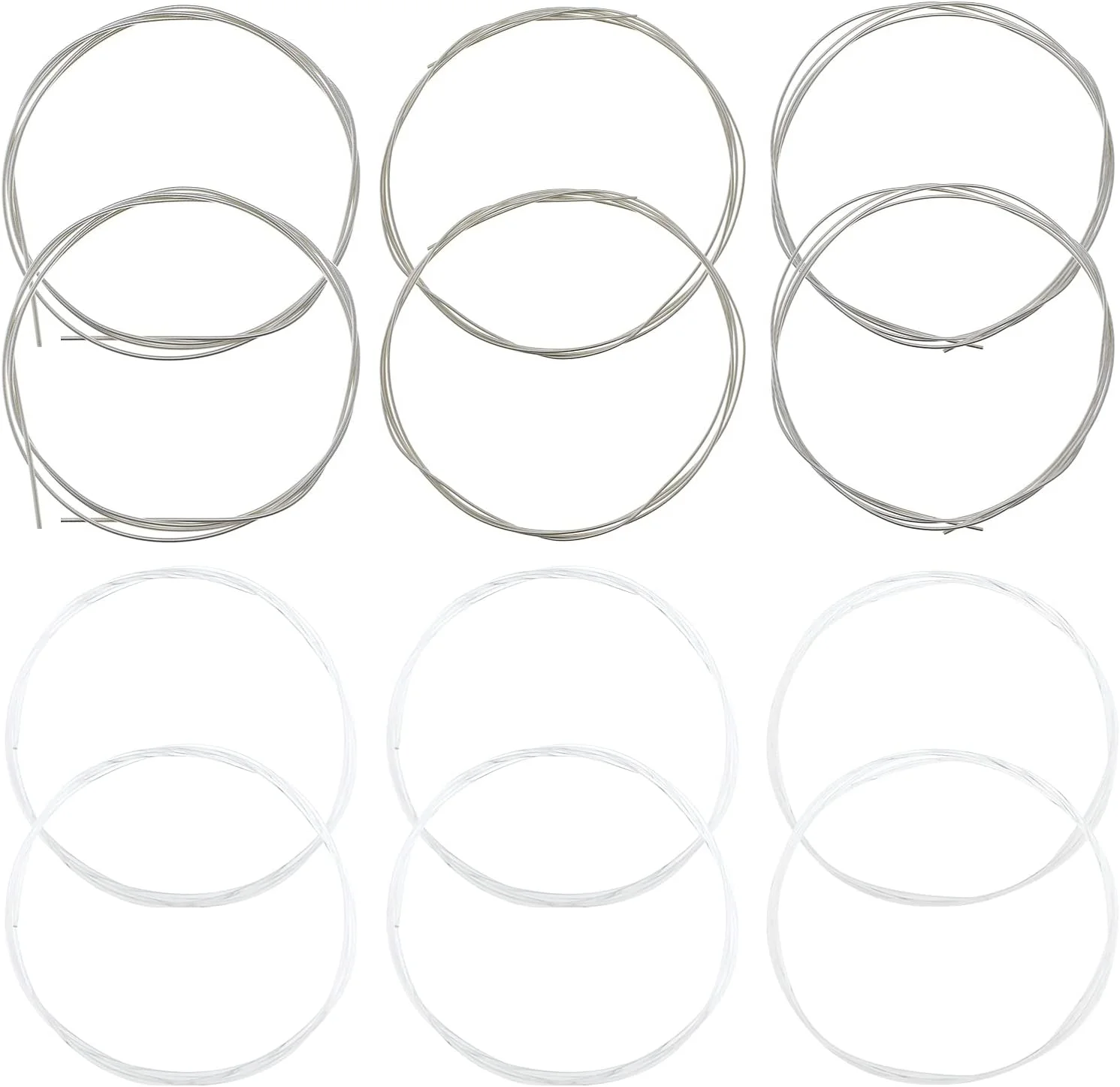 ای‌مگ‌تک 2 بسته (12 عدد) سیم گیتار نایلونی جایگزین برای گیتار کلاسیک سیم‌های روکش نقره‌ای لوازم جانبی آلات موسیقی