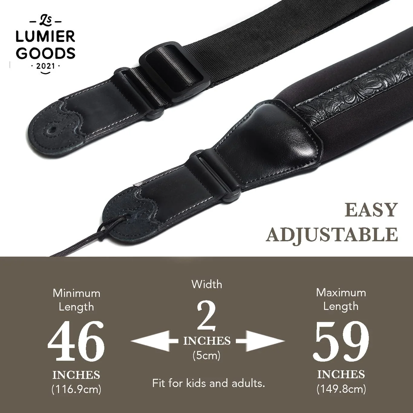 بند گیتار برای گیتار باس، الکتریک و آکوستیک، قفل بند گیتار نیز موجود است