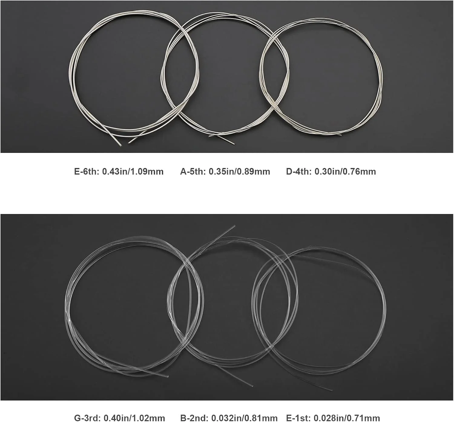 ای‌مگ‌تک 2 بسته (12 عدد) سیم گیتار نایلونی جایگزین برای گیتار کلاسیک سیم‌های روکش نقره‌ای لوازم جانبی آلات موسیقی