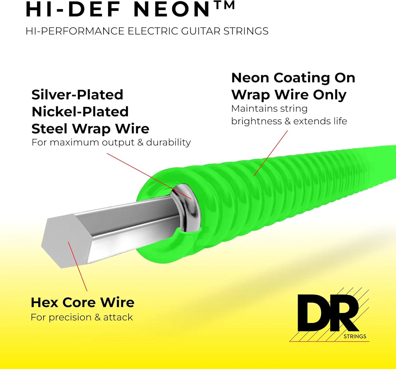 سیم گیتار الکتریک DR Strings HI-DEF NEON (NMCE-10)
