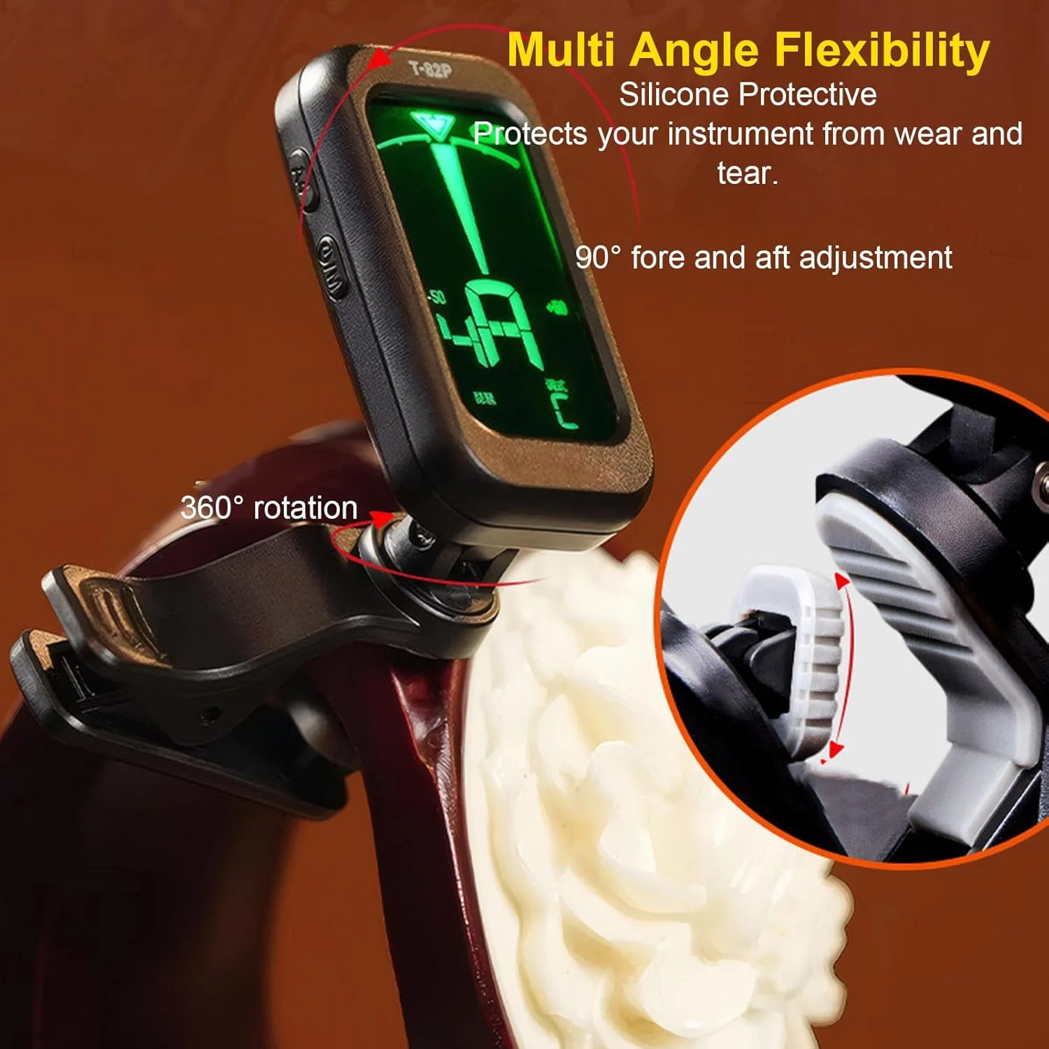 کوک‌کننده پیپا، کوک‌کننده حرفه‌ای و قابل شارژ عود چینی با 7 حالت کوک و صفحه نمایش بزرگ LCD، مناسب برای گیتار، یوکللی، ویولن و اجرای باس